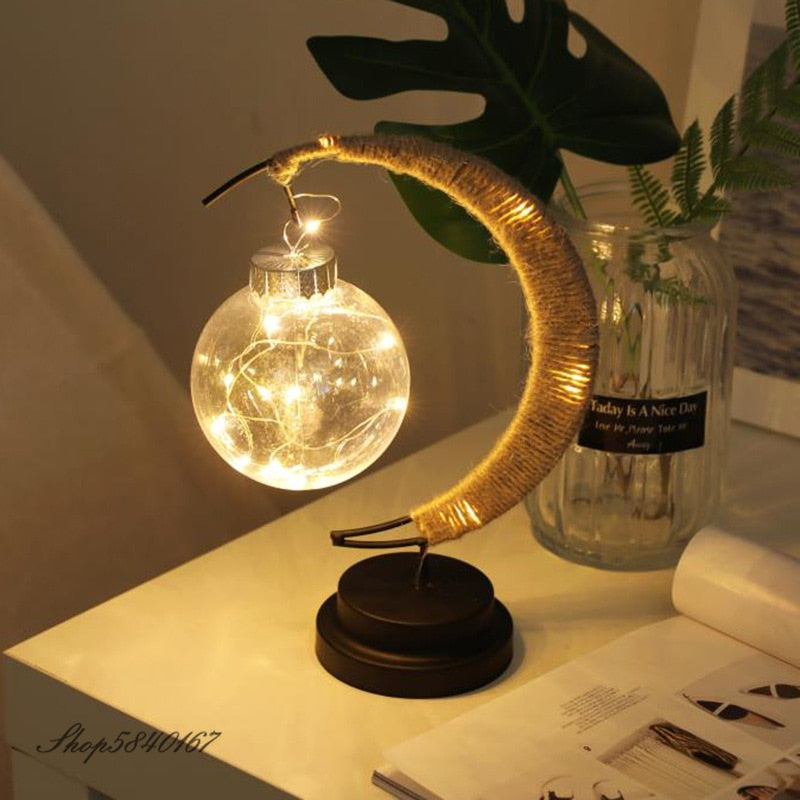 LED Moon Lamp Rattan Night Light