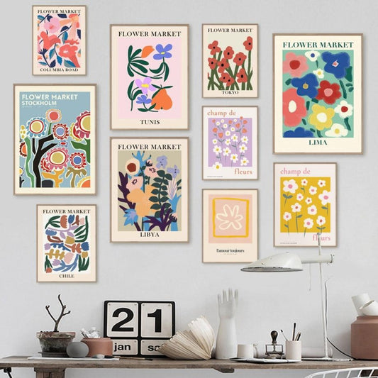 Abstract Colorful Flower Matisse Wall Art