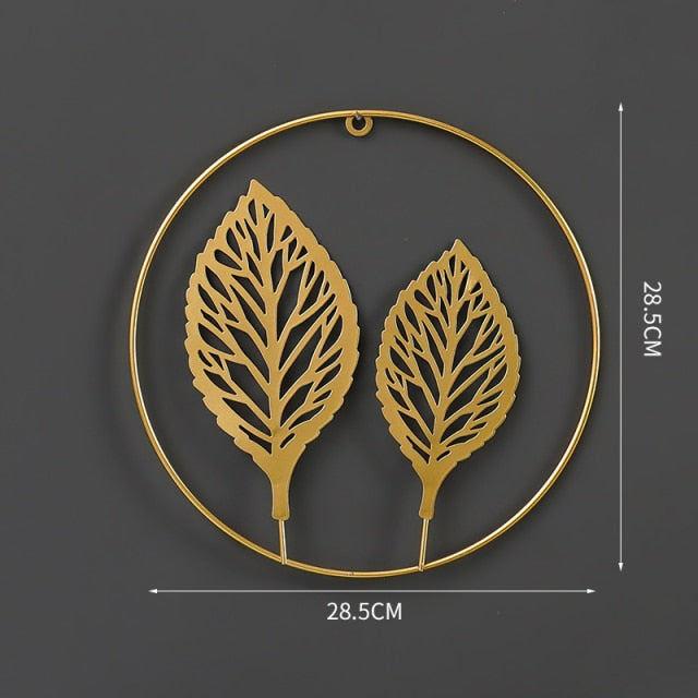 Nordic Style Iron Art Golden Leaf