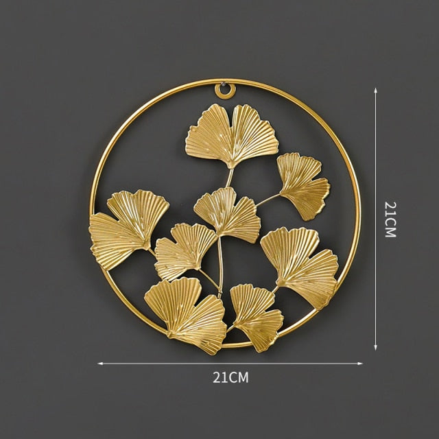 Nordic Style Iron Art Golden Leaf