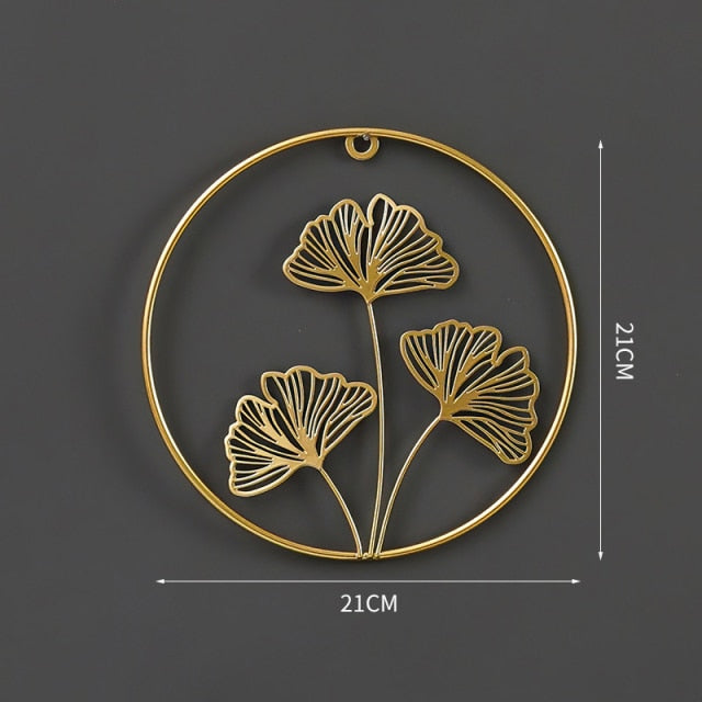 Nordic Style Iron Art Golden Leaf