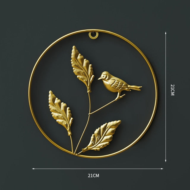 Nordic Style Iron Art Golden Leaf